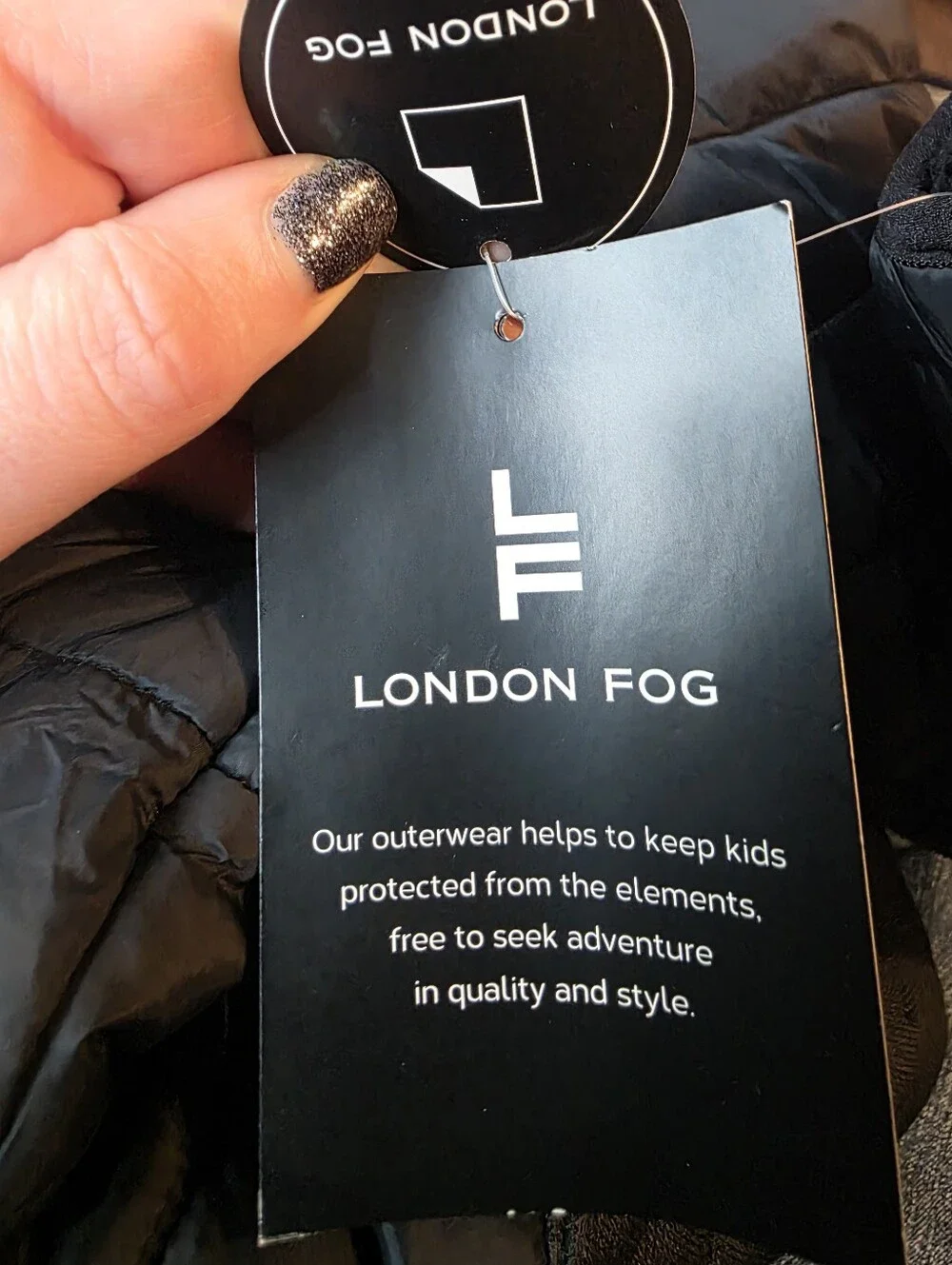 London Fog Kids Reversible Hooded Puffer Jacket Black Sherpa Youth M 10/12 NWT